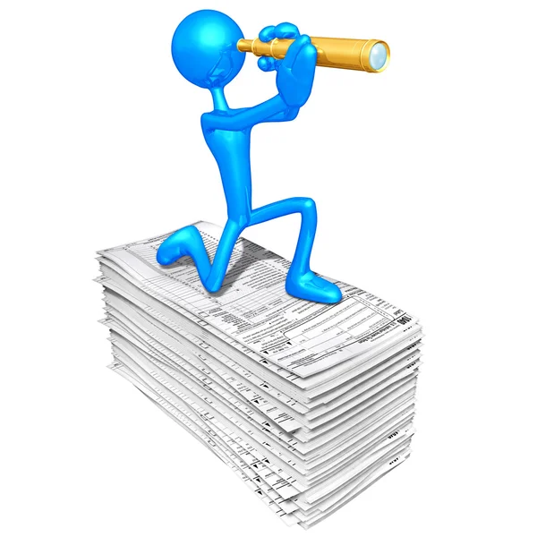 stock image 3D Character With Tax Forms