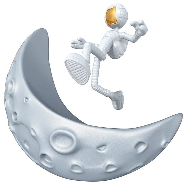 Astronaut hoppa över månen — Stockfoto