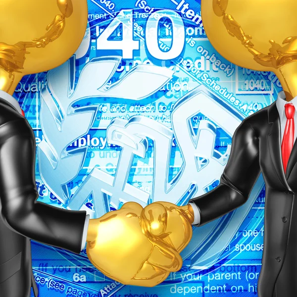 Gold Guys Tax Handshake — Stock Photo, Image