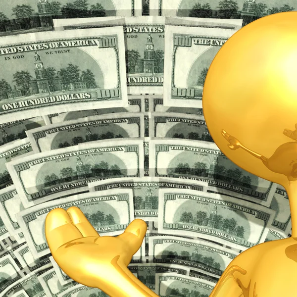 Gold Guy presentador de dinero —  Fotos de Stock