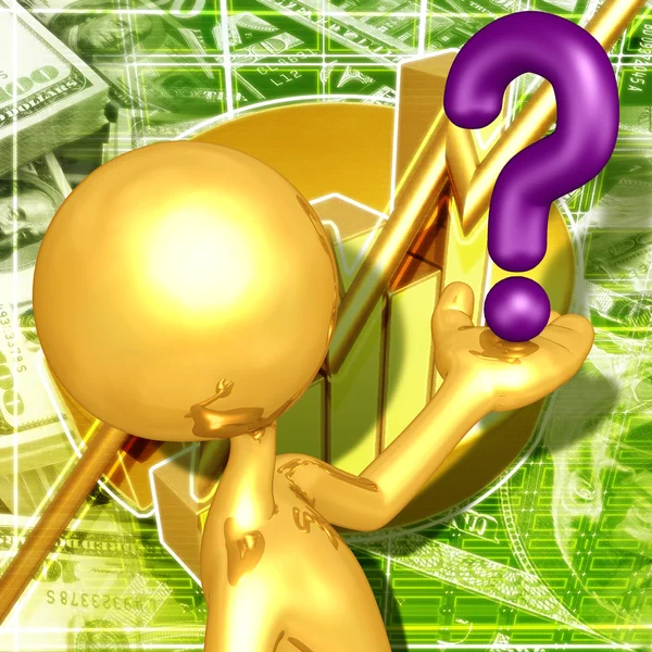 Gold Guy With With A Question — Stock Photo, Image