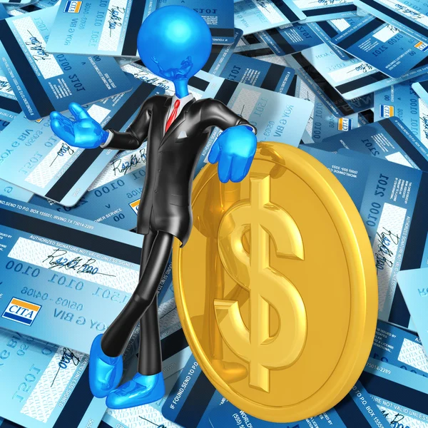 3D Character With Gold Coin — Stock Photo, Image