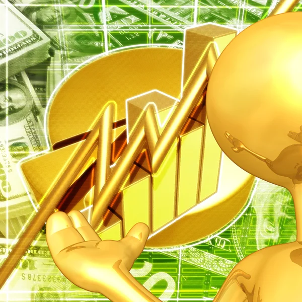 Gold Guy apresentador financeiro — Fotografia de Stock