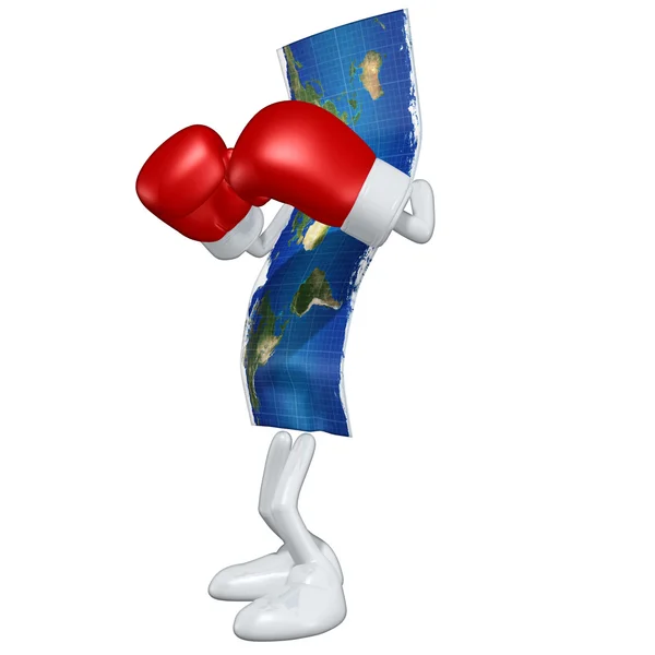 Mapa 3D świata boksu — Zdjęcie stockowe