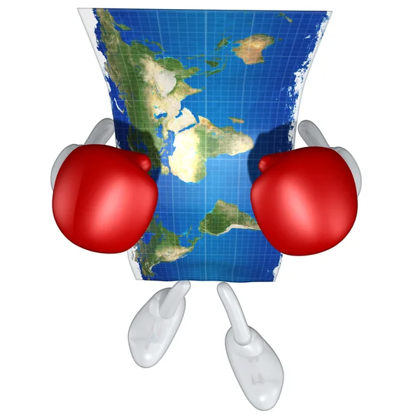 3d mapa mundial de boxe — Fotografia de Stock