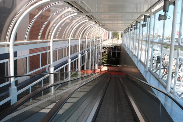 stock image Modern passenger conveyors, inclined moving walk