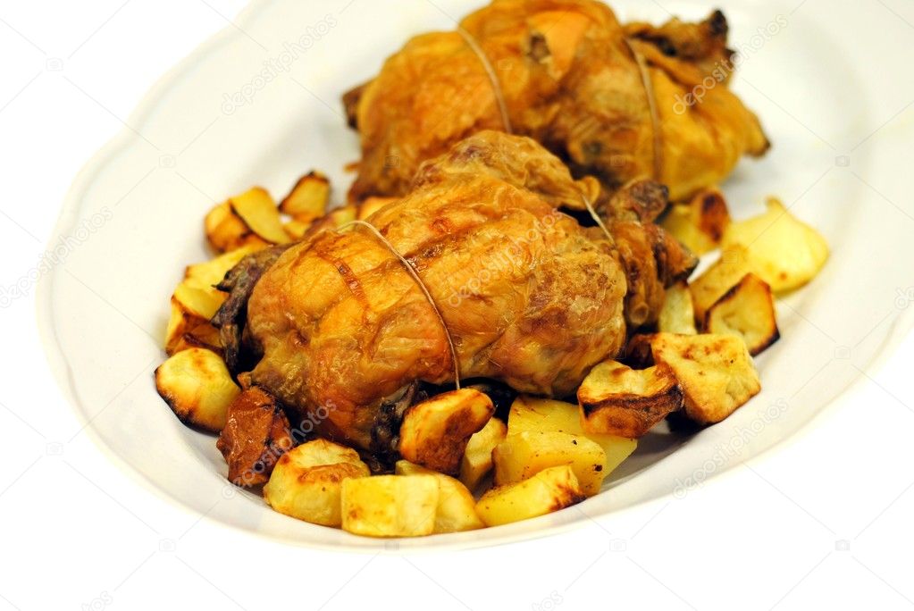 Grilled chicken with roasted potatoes