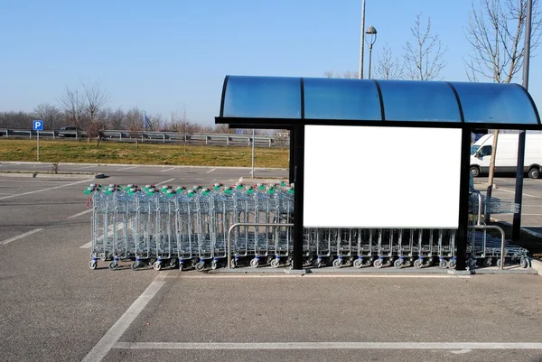 stock image Blank bill board on a trolleys canopy, to be filled