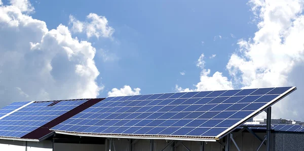 stock image Photovoltaic panels under the clouds