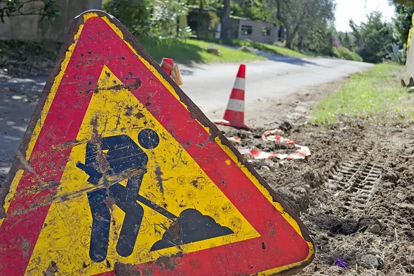 stock image Work in progress road sign