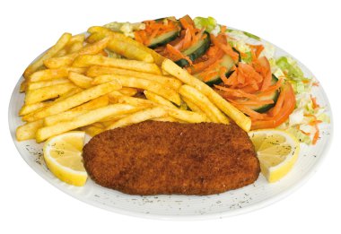 Schnitzel mit Pommes und Salat