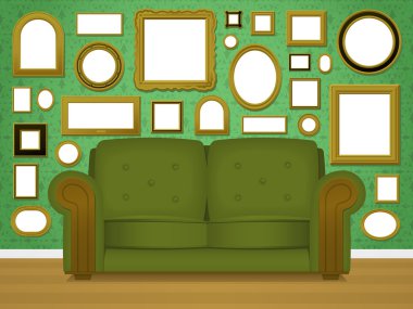 Livingroom_wallpaper_couch_frame_eps8 clipart