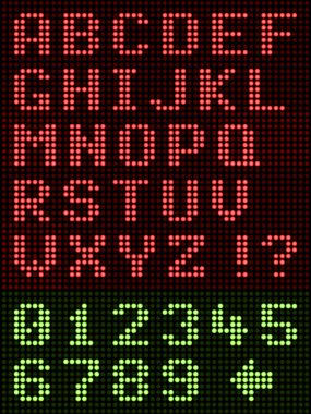 Alphanumeric Alphabet Font LED Display On Black clipart