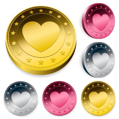 Coin Or Token Set With Heart clipart