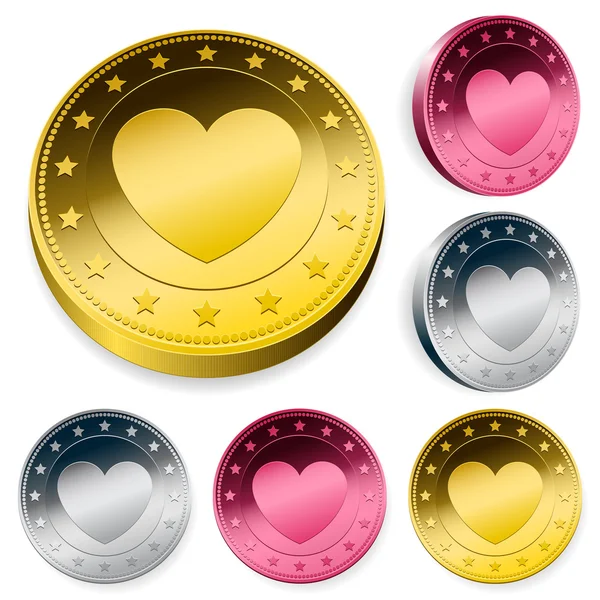 Münze oder Wertmarke mit Herz — Stockvektor