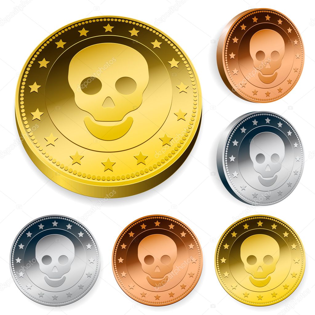 Coin Or Token Set With Skull