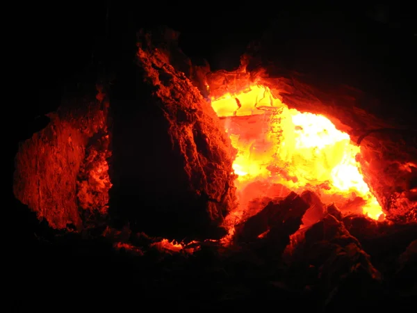 A chama no forno — Fotografia de Stock