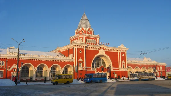 View to the beautiful building of the railway station — Stock Photo, Image