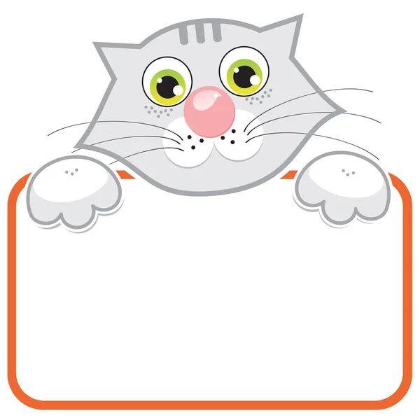 Cute kat met een poster voor uw tekst — Stockvector