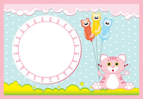 stock vector Frame with a pink kitty