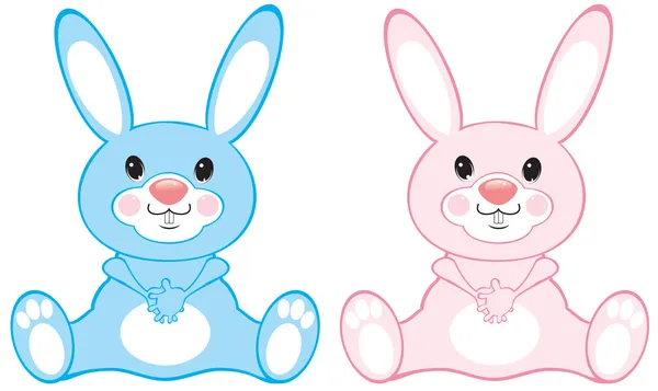 Blauer und rosa Hase — Stockvektor