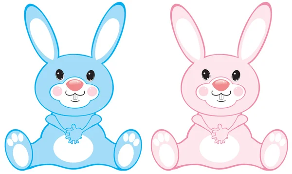Синий и розовый кролик — стоковый вектор