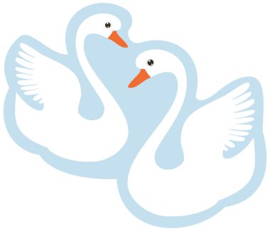 Two white swans clipart