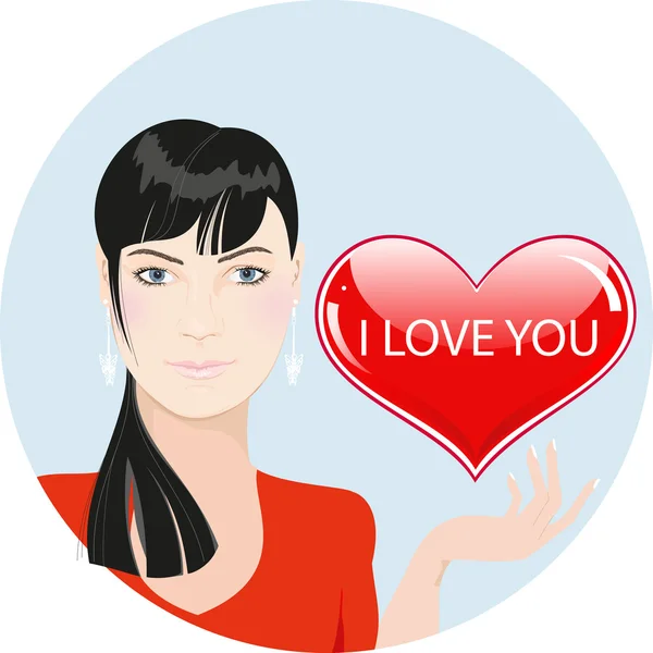 Beautiful girl with heart. — Stock Vector