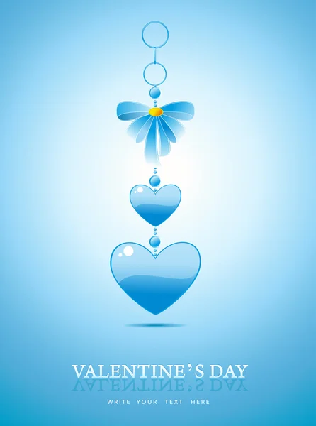 Valentines day background with blue heart — Stock Vector