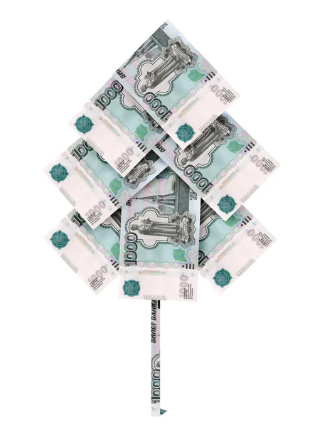 Money tree from the Russian thousandths of bills — Stock Photo, Image