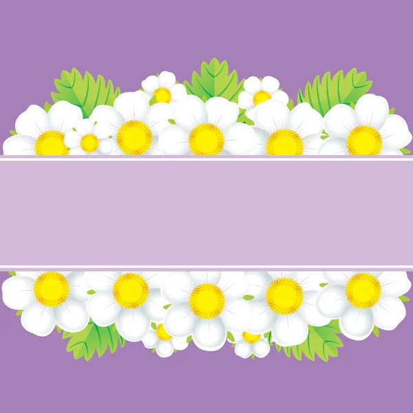 Mor bir arka planda beyaz çiçekler — Stok Vektör