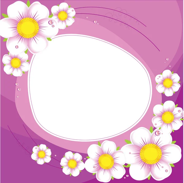 Fondo púrpura con flores blancas — Vector de stock
