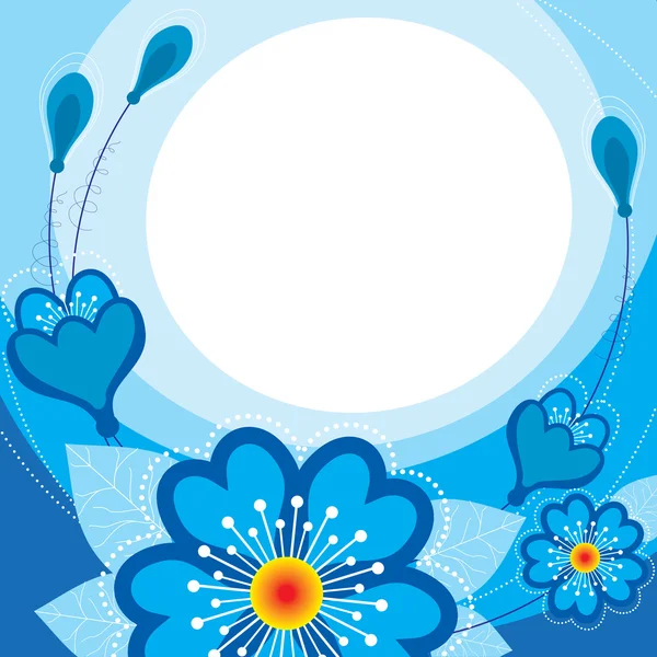 蓝色背景上的蓝色花朵 — 图库矢量图片