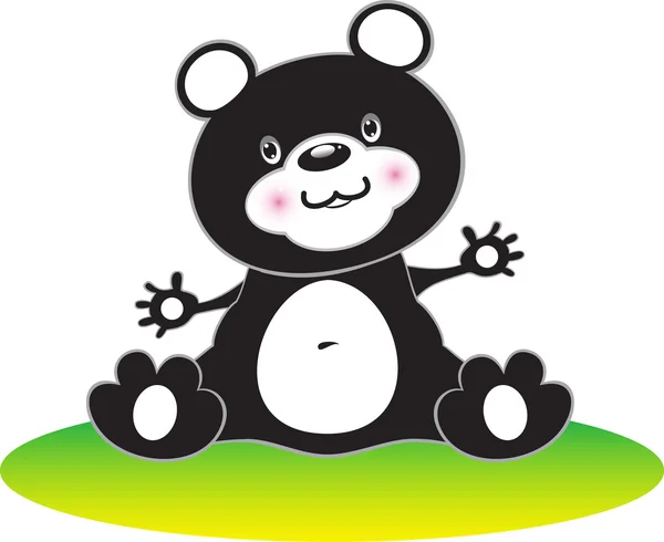 Чорний ведмідь на траві — стоковий вектор