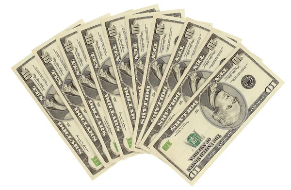 Billetes americanos de 10 dólares —  Fotos de Stock