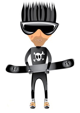 Young man on snowboard. clipart