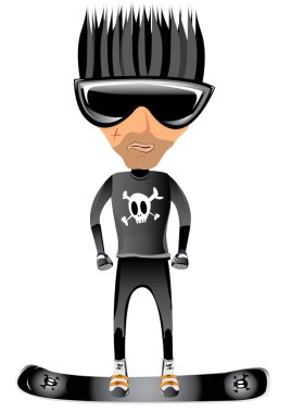 Young man on snowboard. clipart