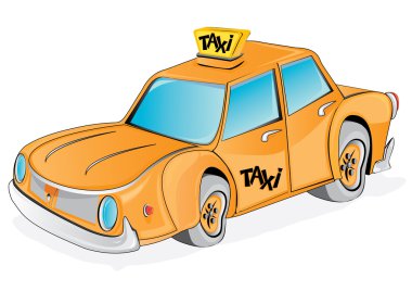 Cartoon yellow taxi car clipart