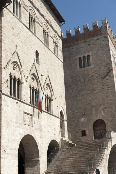 The main square of Todi (Perugia, Umbria, Italy), historic buildings
