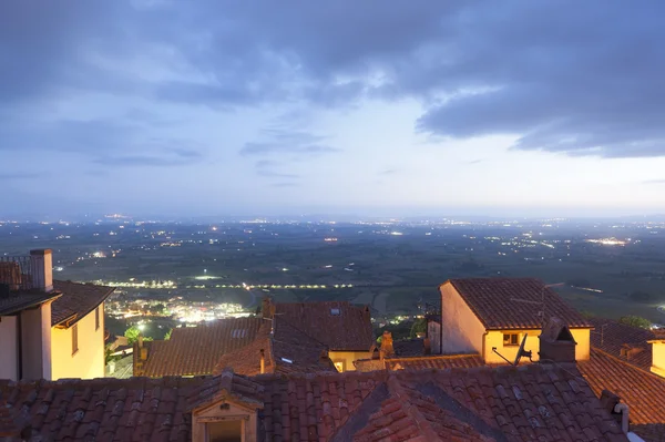 stock image Panorama from Cortona by night