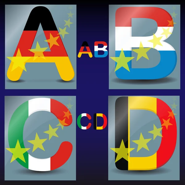 Color alphabet on a dark background — Stock Vector