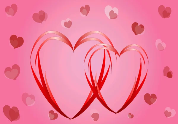 Coeur situé sur un fond rose — Image vectorielle