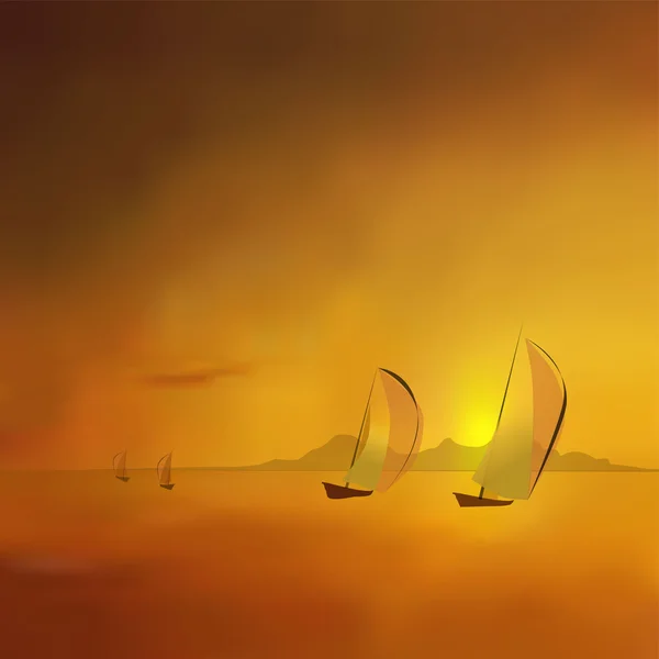 Navires en mer — Image vectorielle