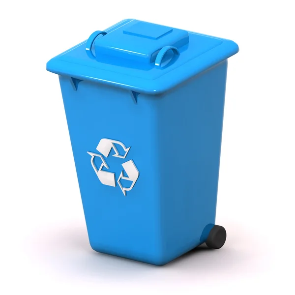 Mavi çöp kutusu — Stok fotoğraf