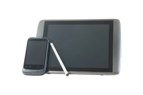 Tabletta Pc-val karcolótű és smartphone — Stock Fotó