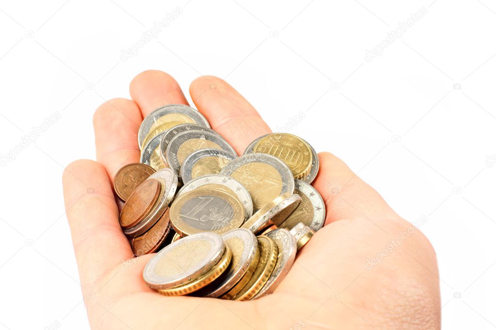 Münzen und Hand