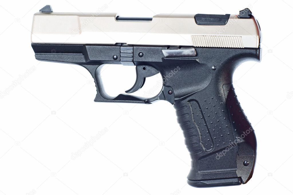 Gun over white