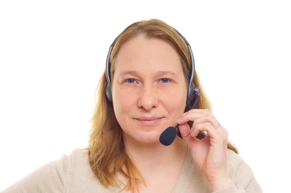 Žena s sluchátka — Stock fotografie