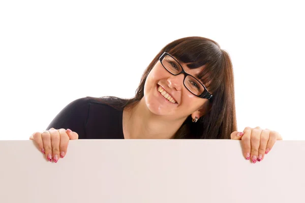 Young woman with a blank sign Stock Picture