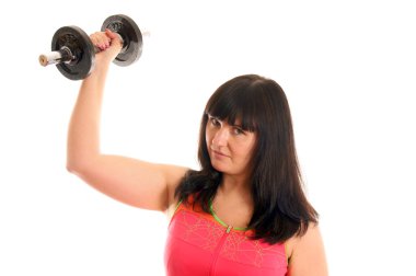 Sportif kız hantels ile eğitim